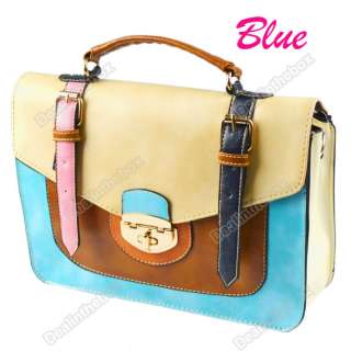 Womens Fashion Leather Antique Color Matching Handbag  