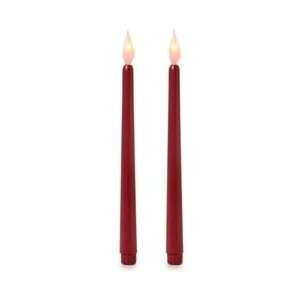 11 in. Tapered Burgundy LED Candle Stick with Silicon Bulb, 2 Pack 
