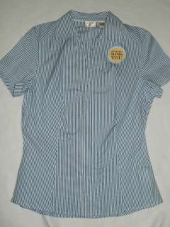   Lee Riders Blue White Striped Blouse shirt Instantly Slim You size S