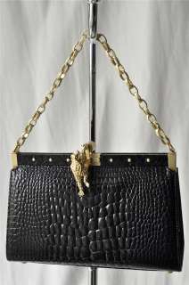 BARRY KIESELSTEIN CORD Black ALLIGATOR Bag Handbag Croc  