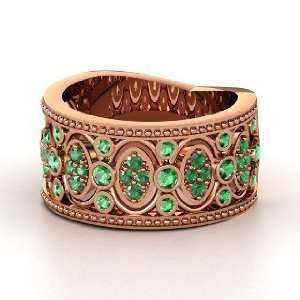 Renaissance Band, 14K Rose Gold Ring with Emerald
