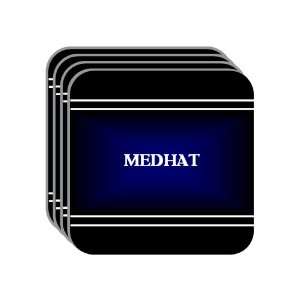 Personal Name Gift   MEDHAT Set of 4 Mini Mousepad Coasters (black 