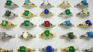 wholesale jewelry mixed lots 50pcs Malay Jade & cat eye rings new free 