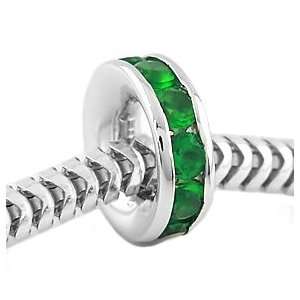  Silver Emerald May Birthstone Channel Set Small Spacer 