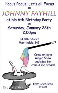 Personalized Magic Magician Birthday Party Invitations  