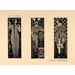  1906 Josef Engelhart Art Nouveau Wood Intarsia Print 