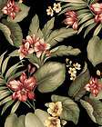 black floral drapery fabric  
