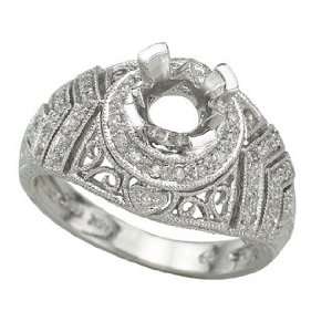  Intricate Carved 14K White Gold 0.23cttw Round Diamond 