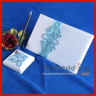 White/Black Printing Set wedding Guest Book Pen,Garter,Ring Pillow 
