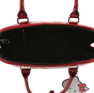 HELLO KITTY NEW SATCHEL TOTE BAG PURSE RED SHINY PATENT EMBOSSED BY 