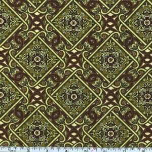 45 Wide Metro Blue Goes Green Diamonds Olive Fabric By 