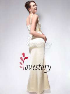 Gorgeous Beige Rhinestone V neck Lace Long Formal Evening Gowns 09218 