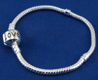 5pcs LOVE Clasp Snake Chain Bracelets Fit Charm Beads  