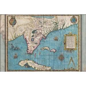  1591 Map of Florida and Cuba   24x36 Poster Everything 