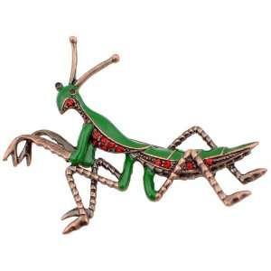  Ruby Red Mantis Austrian Crystal Insect Pin Brooch 