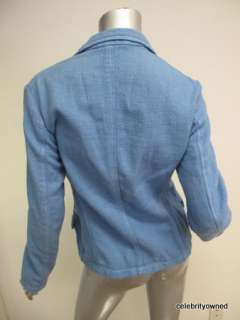 Jil Sander Blue Long Sleeve White Stitched Button Down Jacket 36 