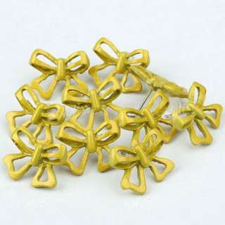 10x Enamel Yellow Bowknot Girl & Lady Pin Stud Earrings  