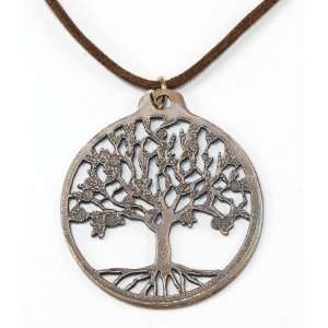    Peace Bronze Tree of Life on Coffee Natural Fiber Cord Jewelry
