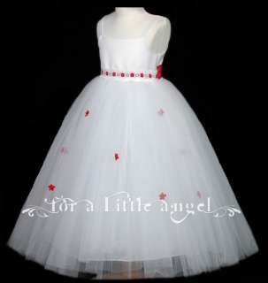 RED or PINK or LILAC or IVORY FLOWER GIRL WEDDING DRESS  
