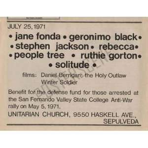  Jane Fonda Geronimo Black Stephen Jackson Gig Ad 1971 