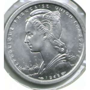 1948 Madagascar 2 Francs KM#4 