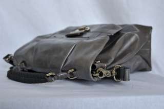 NINA RICCI Taupe *LIANE* Grosgrain Leather Top Handle Shoulder Bag 