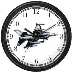 Jet Fighter 1 Wall Clock by WatchBuddy Timepieces (Slate Blue Frame)