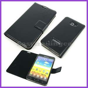 Black High Quality Leather Case Samsung Galaxy Note i9220 GT N7000 