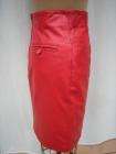 WIlson Red Leather Pencil Skirt Pockets Lined Sz 4  