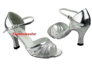 Ladies Latin Ballroom Salsa Silver Dance Shoes G227  