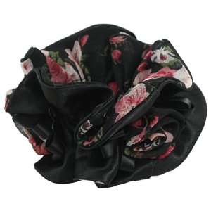  Rosallini Women Flower Decor Black Elastic Band Hair Tie 