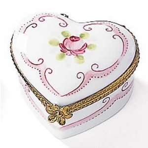  Limoge Heart Box With Pink Rose 1x2