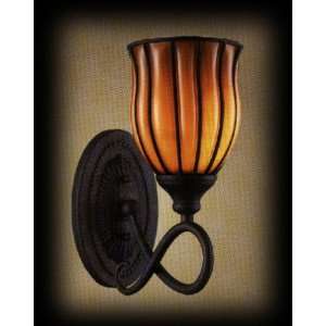   Phoenix Amber Glass 1 Light Wrought Iron Sconce $0 Shipping over $100