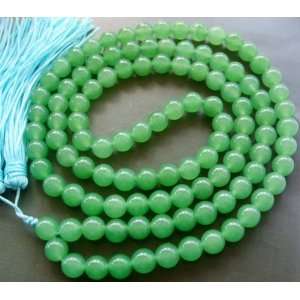  108 Green Jade Beads Tibet Buddhist Prayer Mala Necklace 