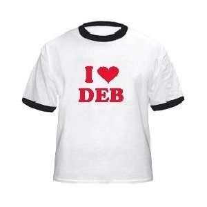  I LOVE DEB   Cotton Ringer T Shirt by Anvil Sports 