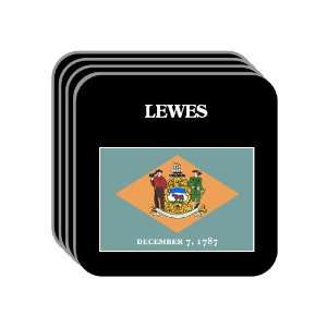 US State Flag   LEWES, Delaware (DE) Set of 4 Mini Mousepad Coasters