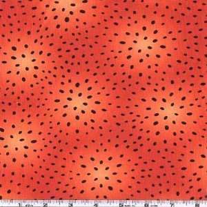  45 Wide Backyard Safari Dots Orange Fabric By The Yard 