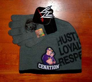 WWE John Cena Knit Beanie Hat & Gloves BOYS 4 16 ~ NWT  