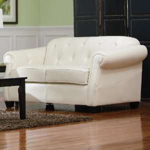  Coaster Kristyna Love Seat in Soft White Leather