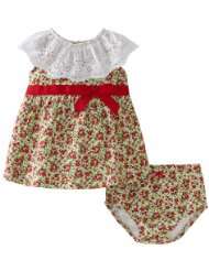   Baby Girls Newborn Printed Cotton Interlock Dress And Diaper Cover Set