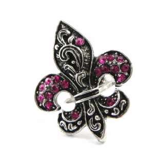 Ring french touch Fleur De Lys pink silvery. Jewelry