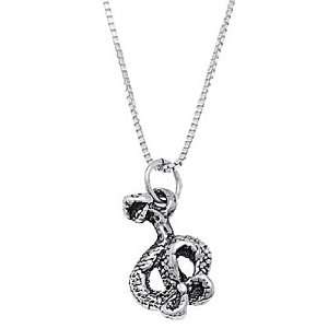    Sterling Silver One Sided Small Cobra Snake Necklace Jewelry