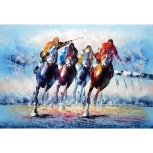 Horse Racing Galloping Oil Painting 24 x 36 inches 