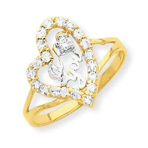  10k & Rhodium I Love You CZ Heart Ring Jewelry
