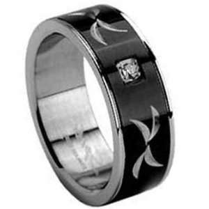   Silver Color Design around the band and small CZ in Center Jewelry