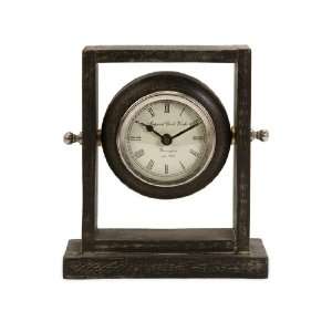 Executive Style Brown Antique Finish Wooden Roman Numeral Desk Clock 7 