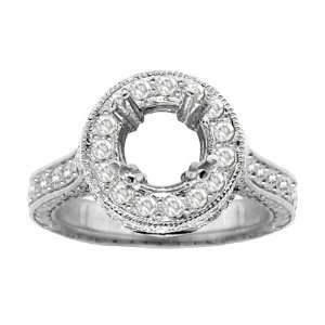  3.02 CT TW Round Cut Diamond Semi Mount Engagement Ring in 