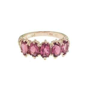 14K Rose Gold Ladies Pink Tourmaline 5 Stone English Victorian Style 