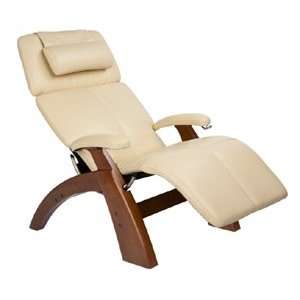   Gravity Recliner with Walnut Base, Ivory Bonded Leather Health