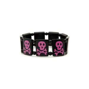  Pink Skull Rosary Stretch Bracelet Jewelry